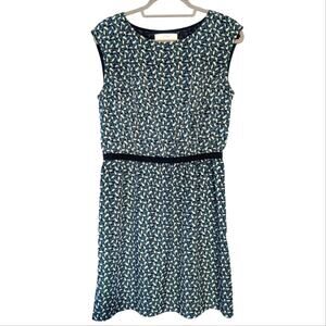 Ann Taylor Loft Women's Floral Pullover Black Green Ivory leaf Print Dress